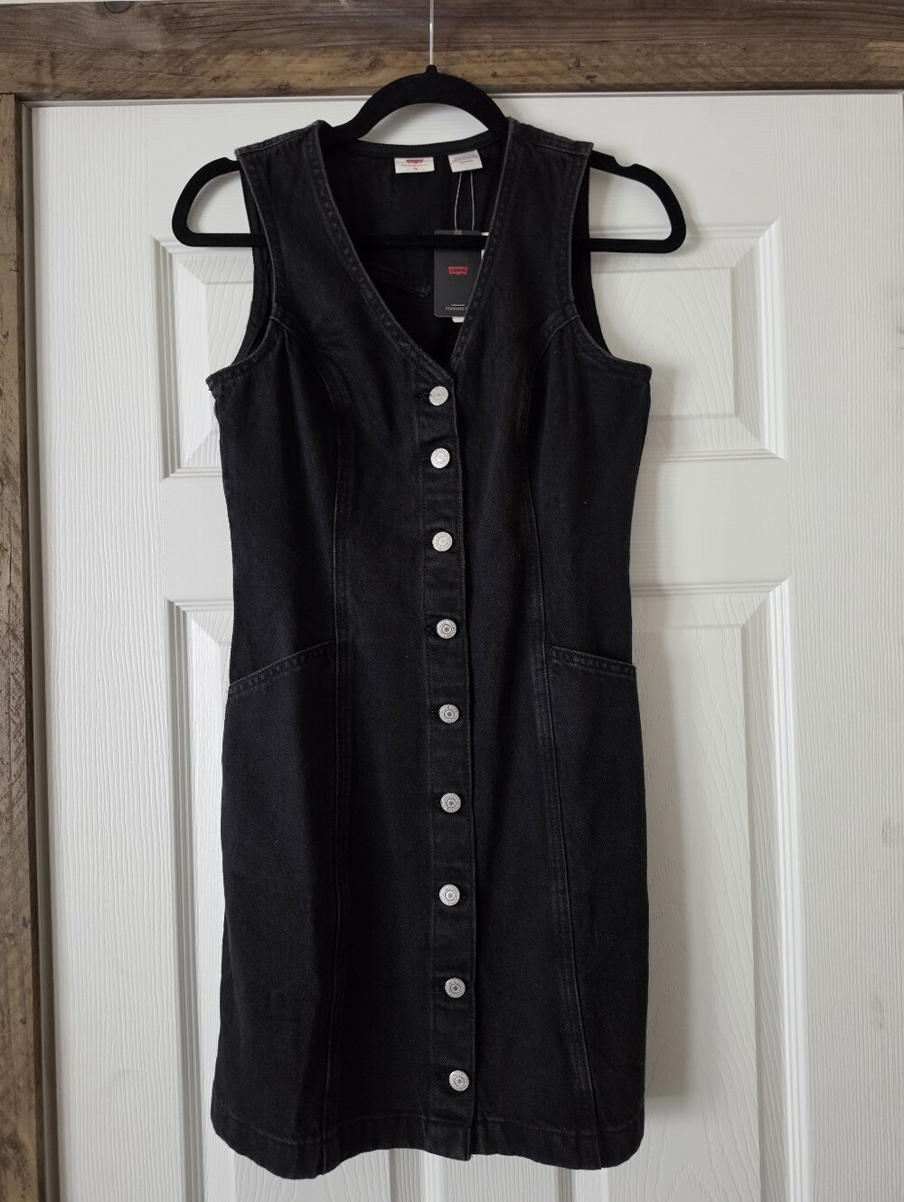 Levi's Black Sleeveless Button-Front Denim Sheath Dress